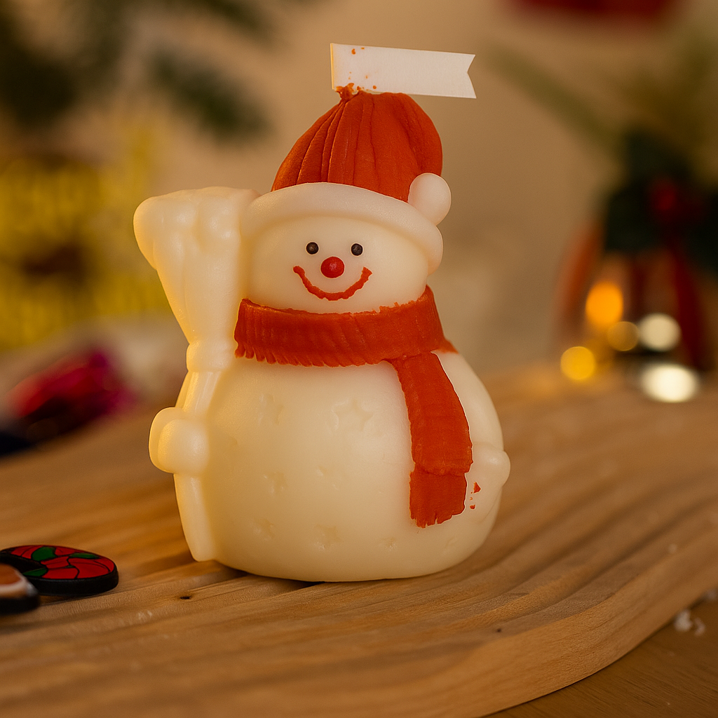 Jolly Snowman Christmas Candle - 10cm
