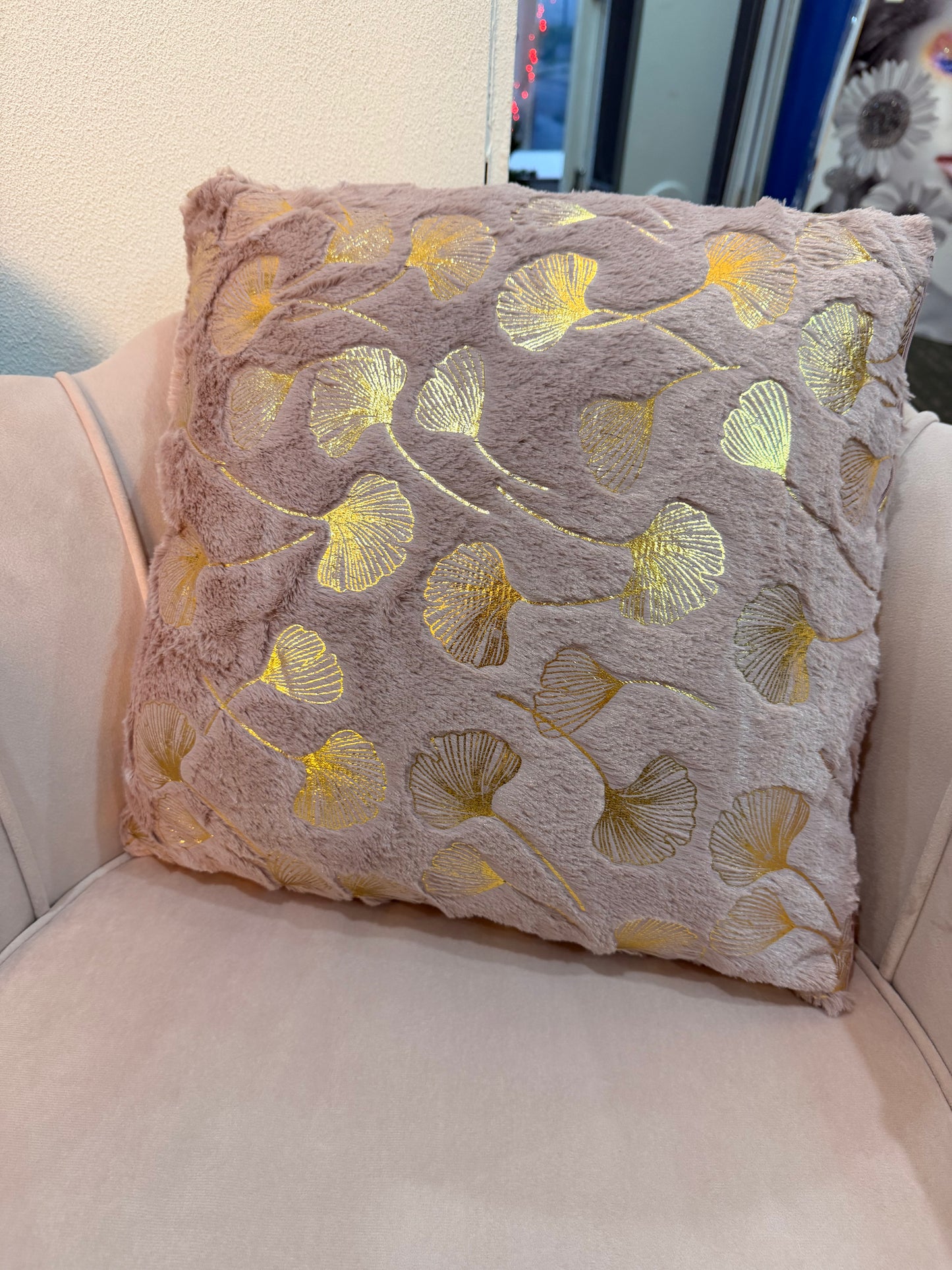 Gold Ginkgo Leaf Cushion