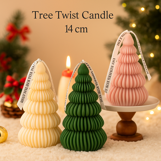 Tree Twist Christmas Candle- Available in Ivory, Green & Pink