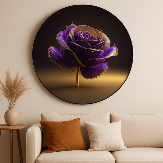 Luxe Amethyst Rose - Round Wall Art (80cm)