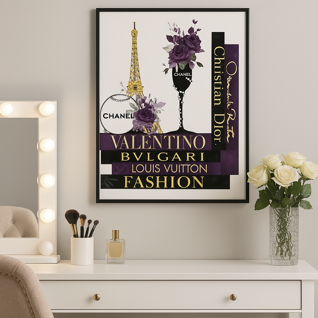 Purple Couture Fashion Wall Art - 50x70cm