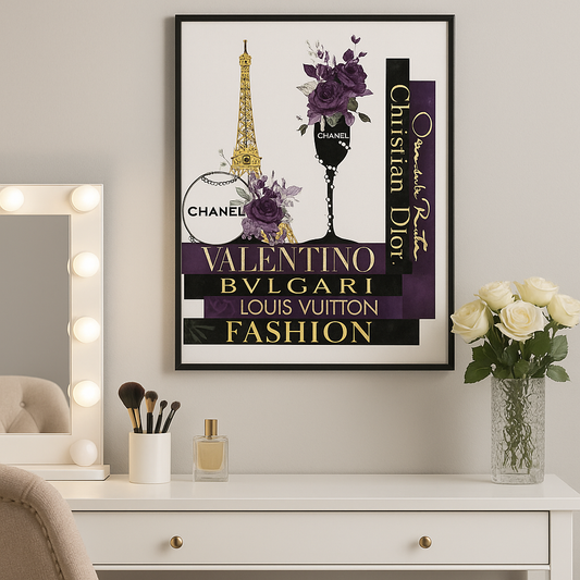 Purple Couture Fashion Wall Art - 50x70cm