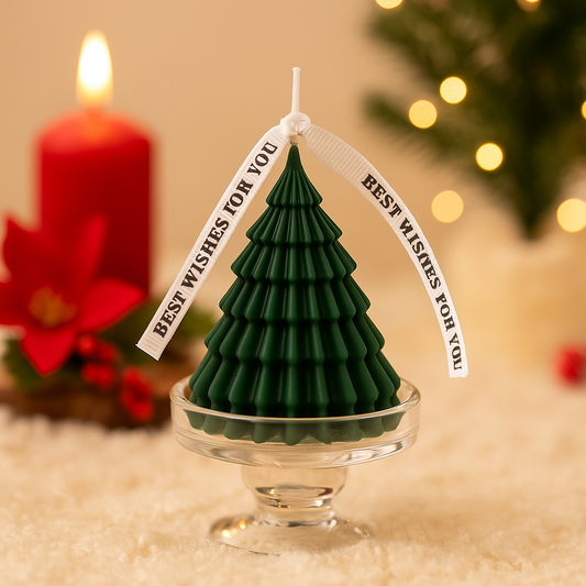 Pine Whirl Christmas Tree Candle - 10 cm