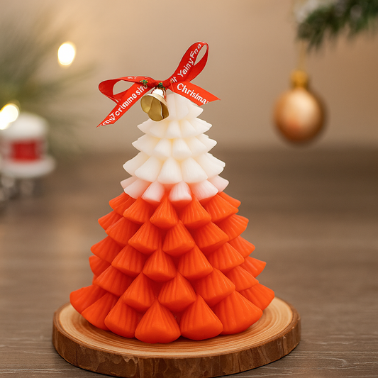 Festive Bell-Topped Red & White Tree Candle - 12cm