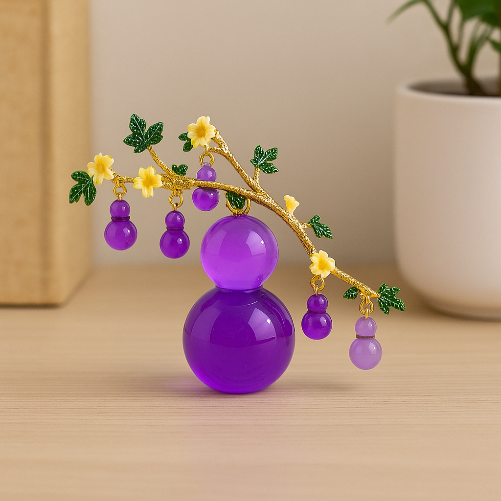 Purple Crystal Gourd with Hanging Charms