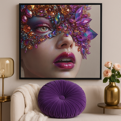 Glam Crystal Mask Wall Art  - 70x70cm