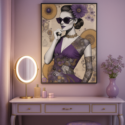 Vintage Glam Diva Wall Art - 50x70 cm