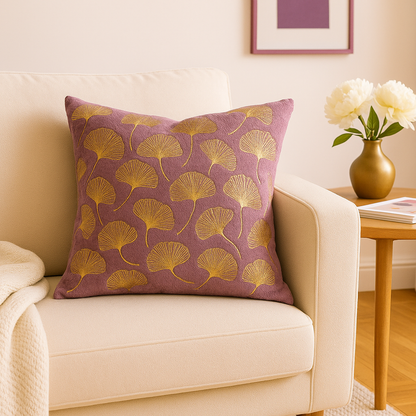 Gold Ginkgo Leaf Cushion