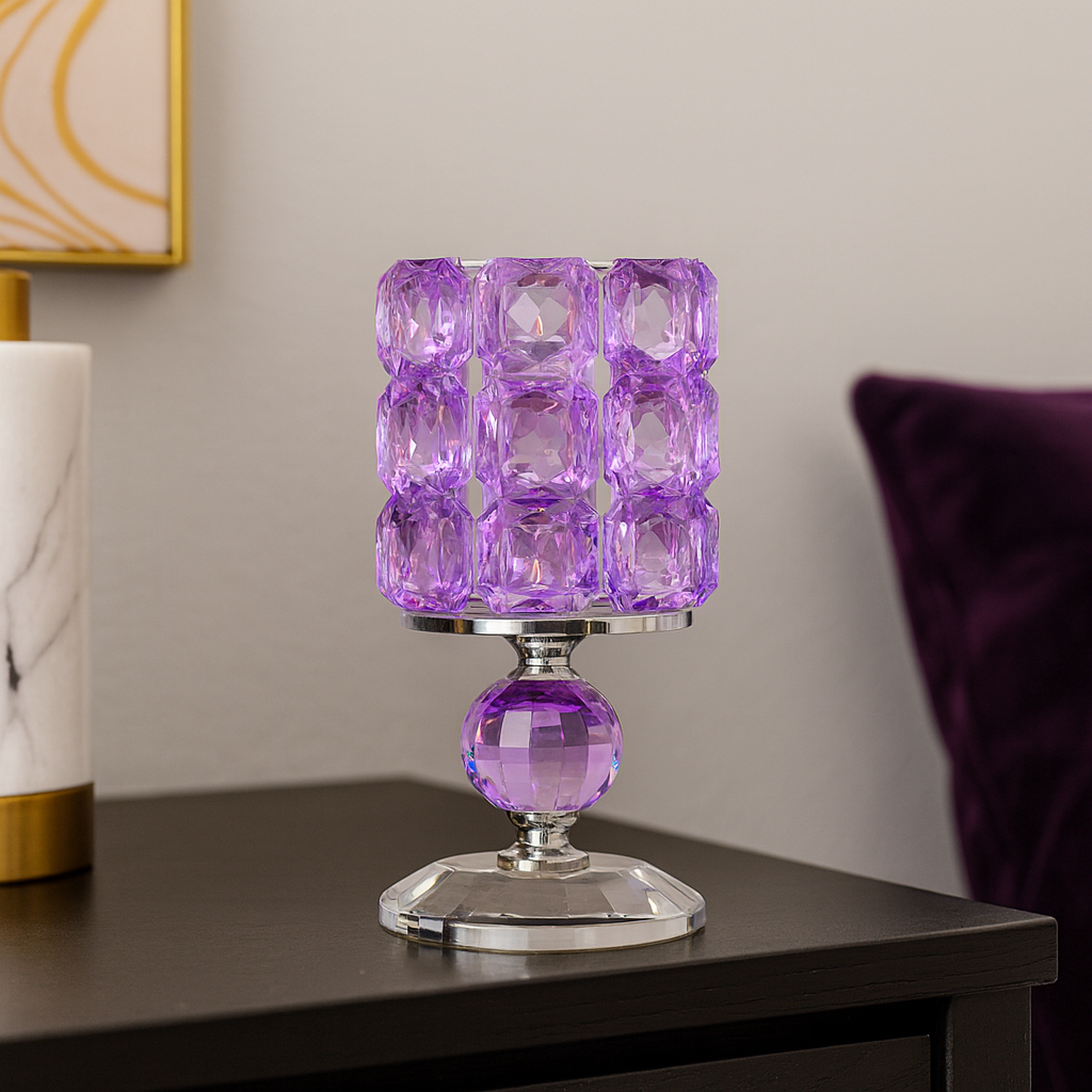 Small Purple Crystal Cube Candle Holder