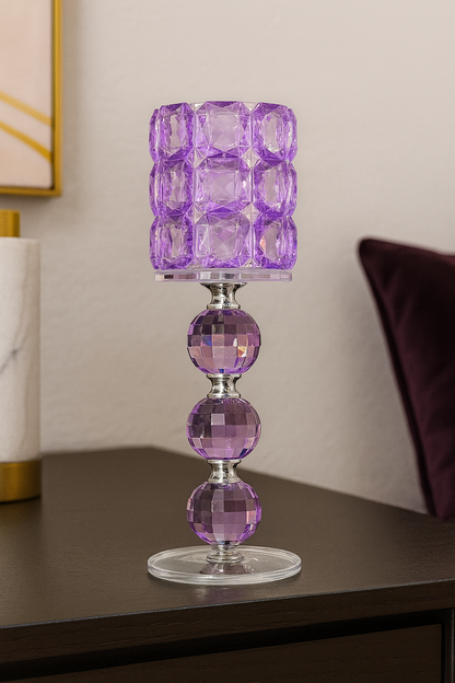 Large Purple Crystal Cube Candle Holder