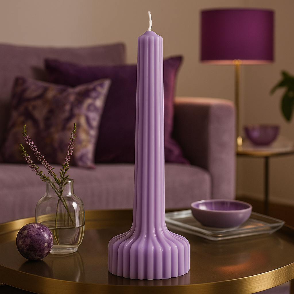 Lilac Bloom Ribbed Candles - Set of 3