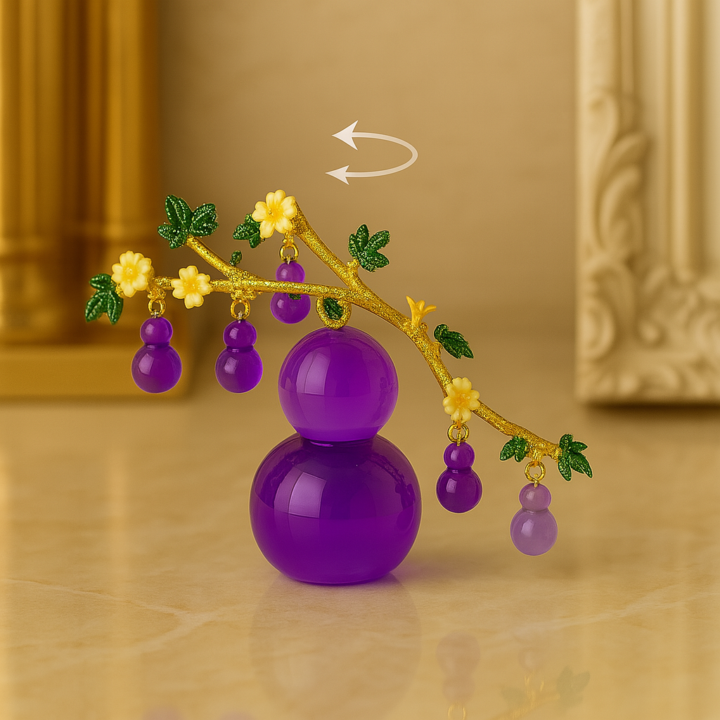 Purple Crystal Gourd with Hanging Charms