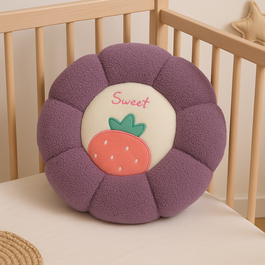 Strawberry Blossom Baby Cushion with Cozy Velvet Headrest