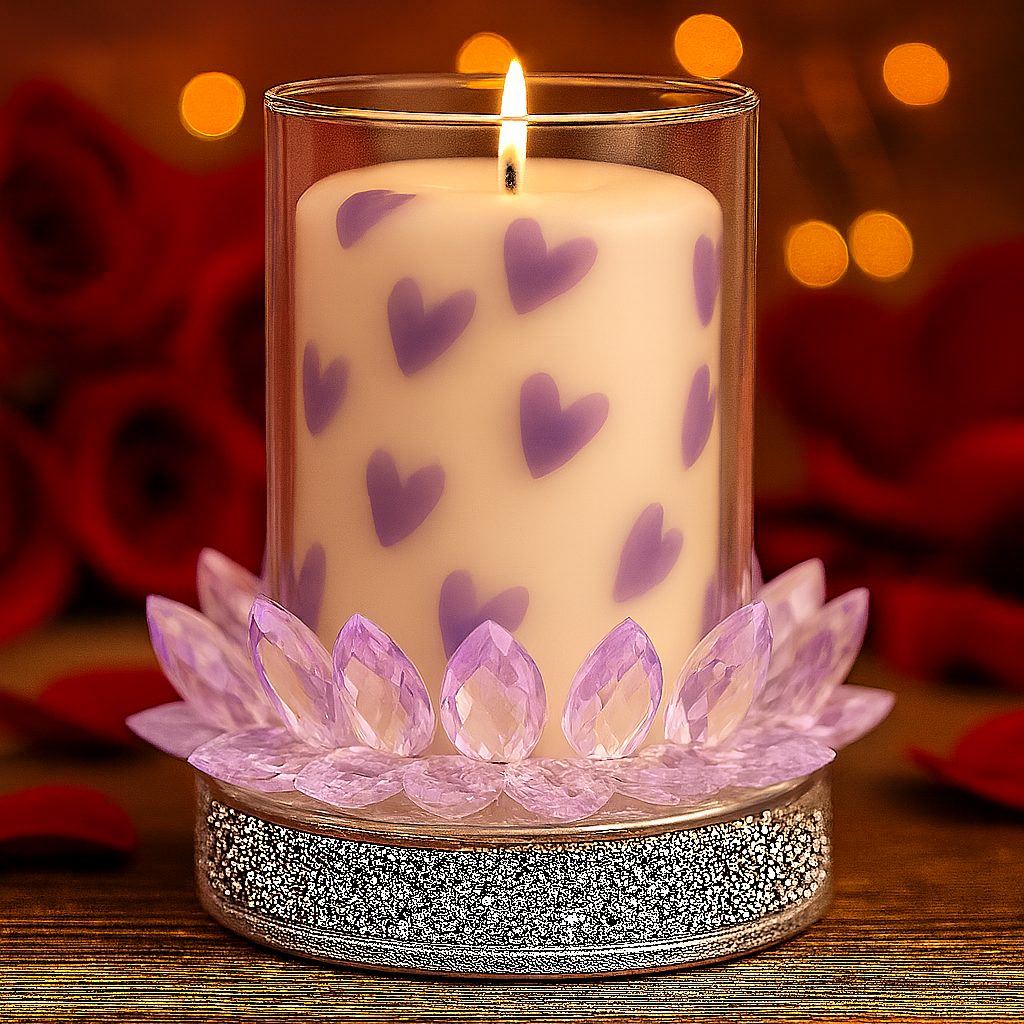 Crystal Lotus Candle Holder – Dark Purple Glam Edition