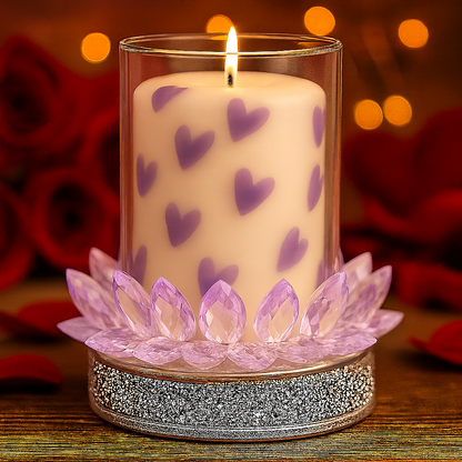 Crystal Lotus Candle Holder – Dark Purple Glam Edition