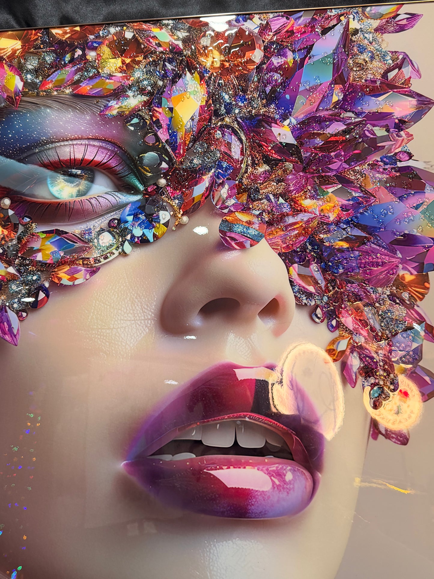 Glam Crystal Mask Wall Art  - 70x70cm