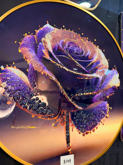 Luxe Amethyst Rose - Round Wall Art (80cm)