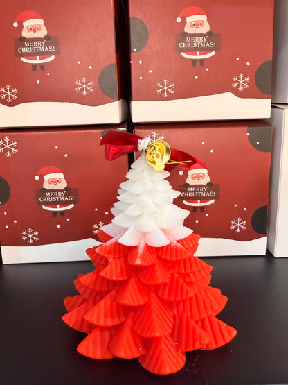 Festive Bell-Topped Red & White Tree Candle - 12cm