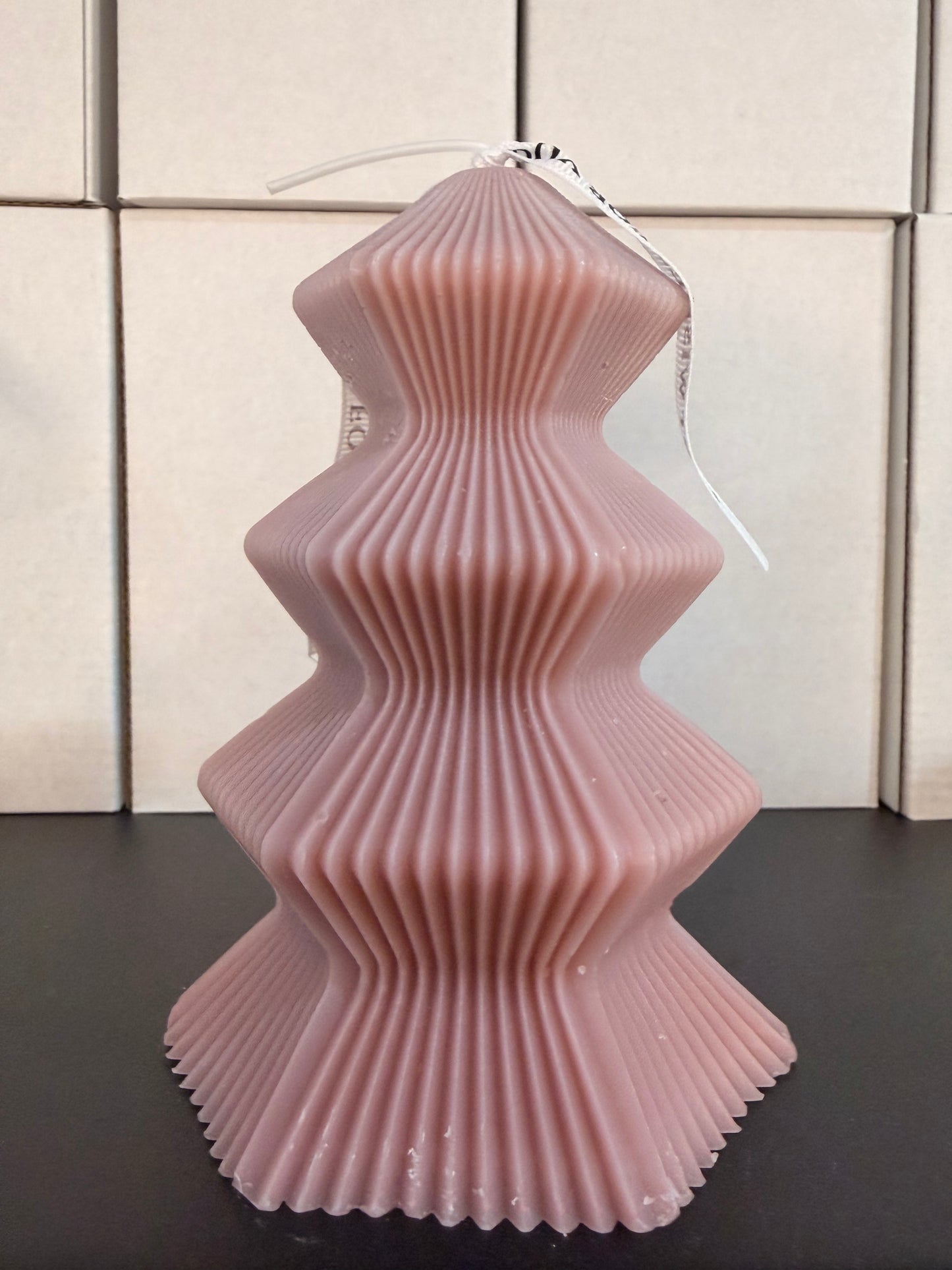 Zig-Zag Tree Candle - Available in Ivory, Green & Pink