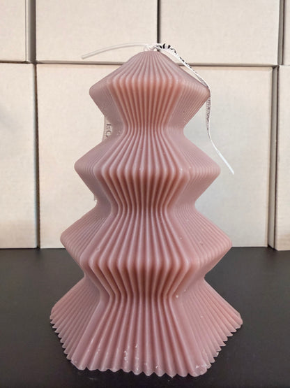 Zig-Zag Tree Candle - Available in Ivory, Green & Pink