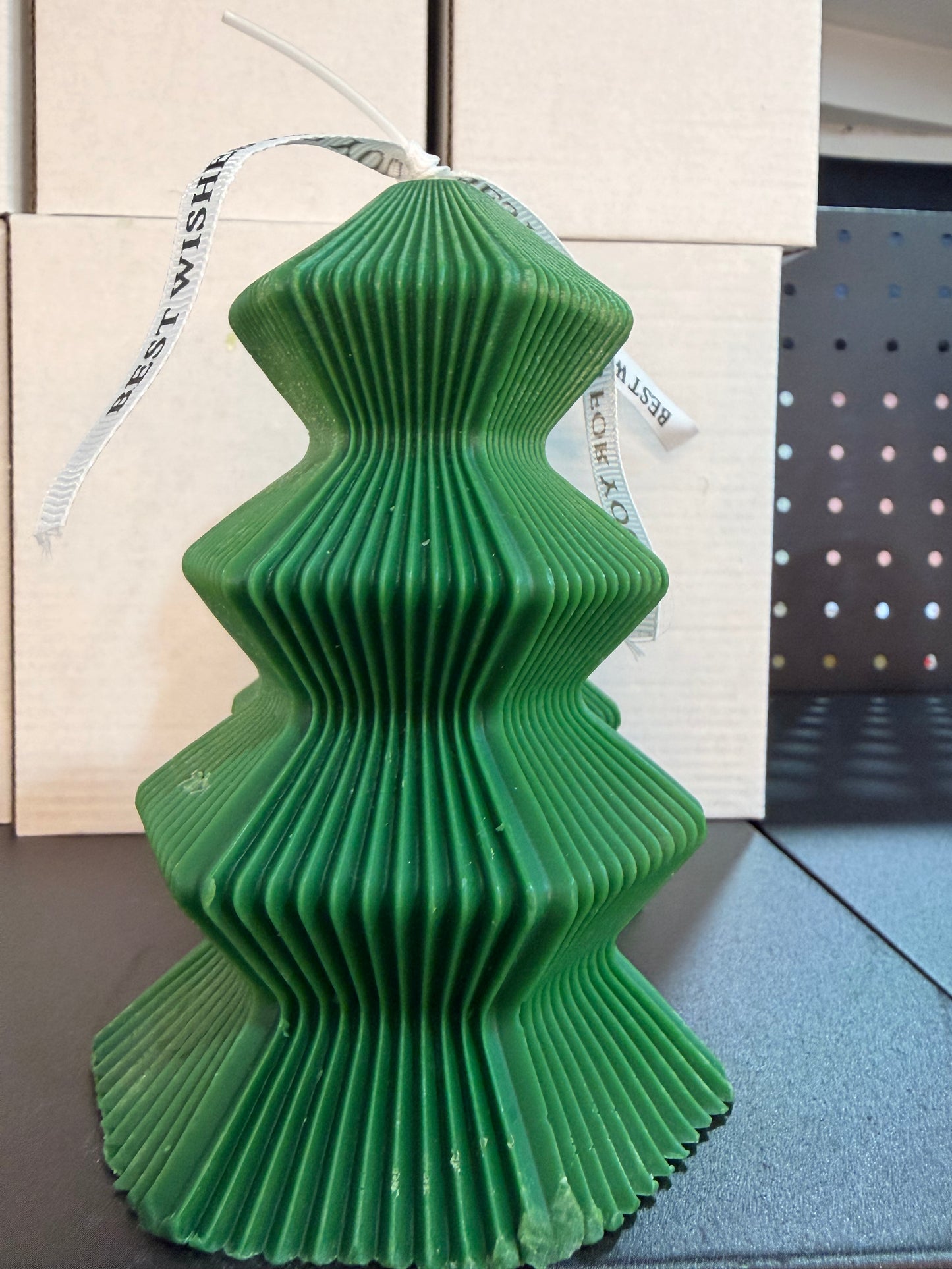 Zig-Zag Tree Candle - Available in Ivory, Green & Pink