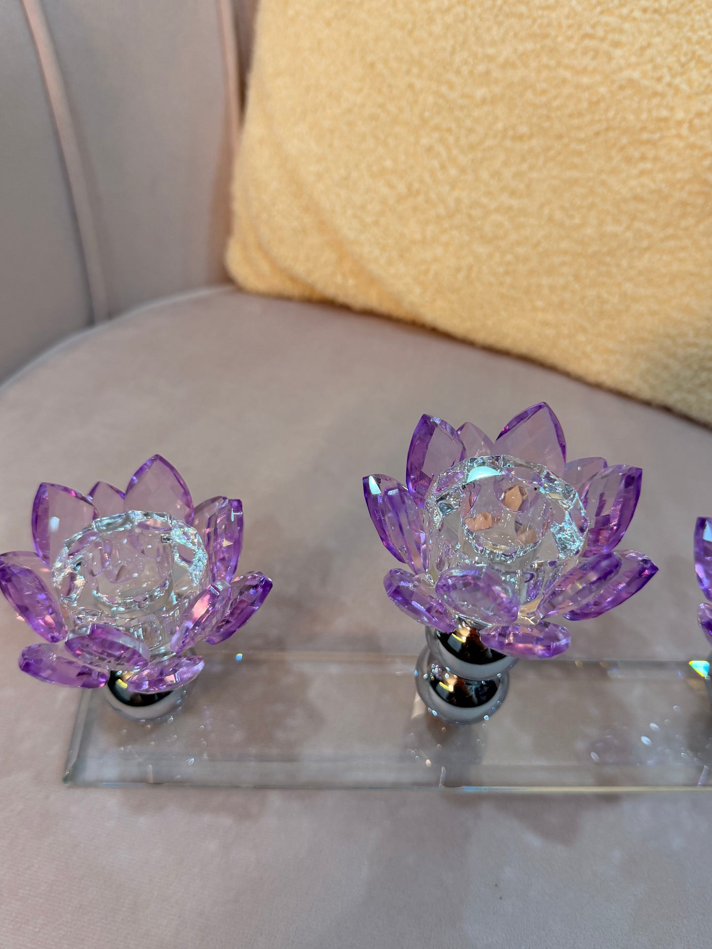 Crystal Lotus 3-Arm Candle Holder