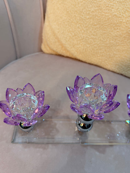 Crystal Lotus 3-Arm Candle Holder