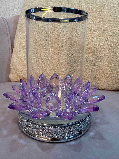 Crystal Lotus Candle Holder – Dark Purple Glam Edition