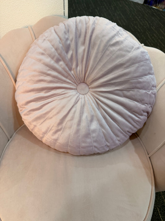 Velvet Bloom Embroidered Round Cushion