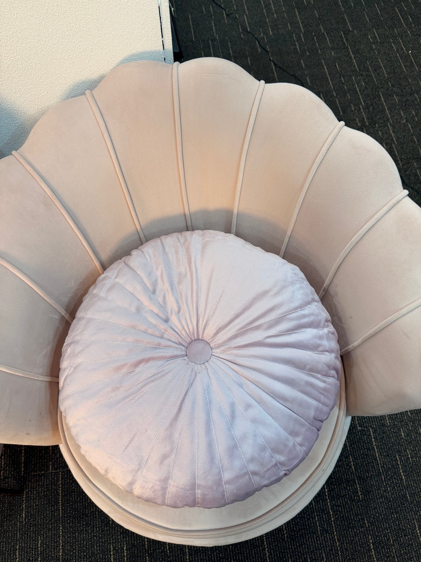 Velvet Bloom Embroidered Round Cushion