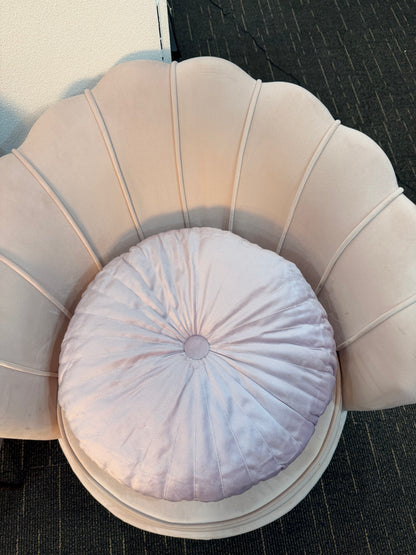 Velvet Bloom Embroidered Round Cushion