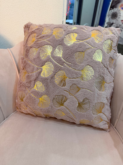 Gold Ginkgo Leaf Cushion