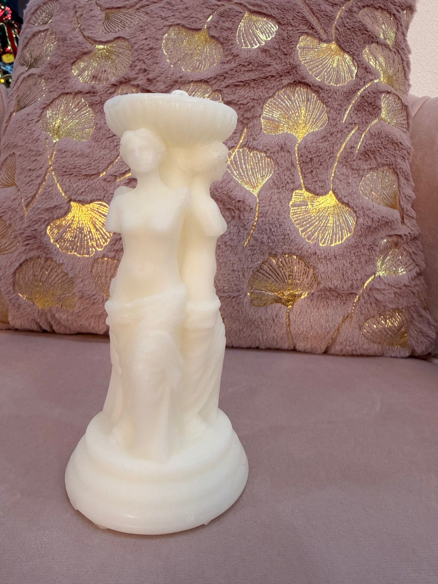 Goddess Trio Pillar Candle - Milky White & Pale Lilac