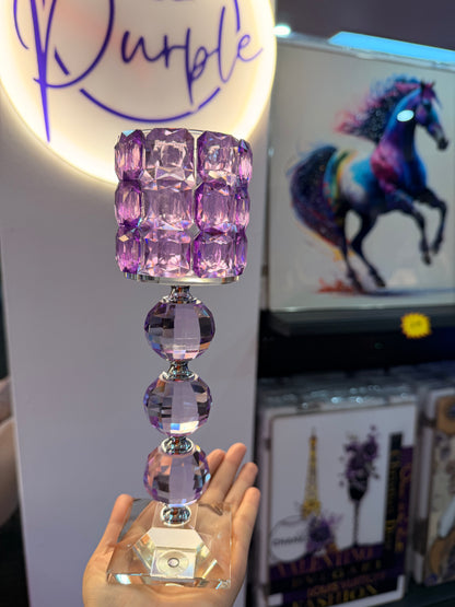 Large Purple Crystal Cube Candle Holder