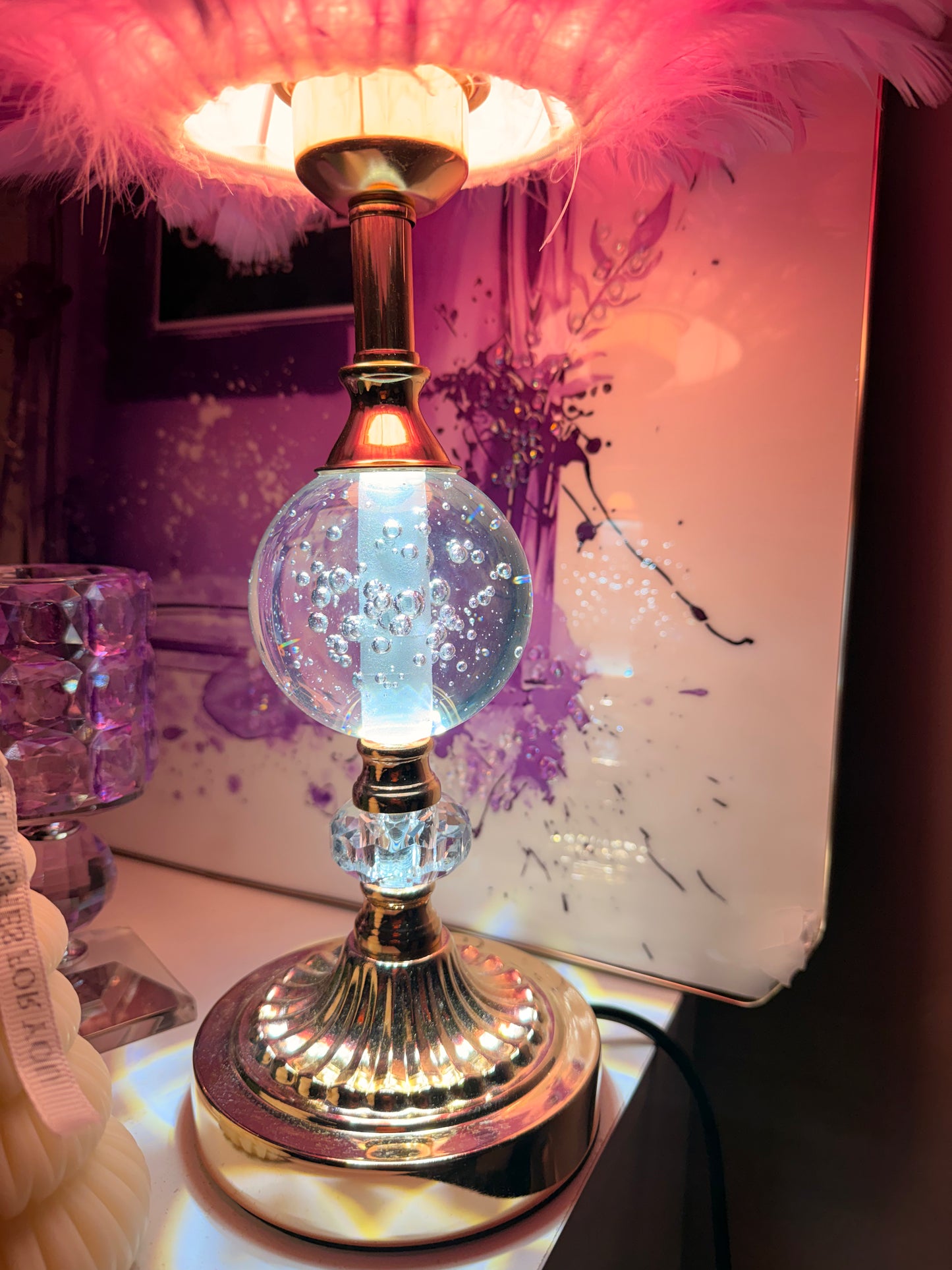 Golden Glow Crystal Ball Lamp