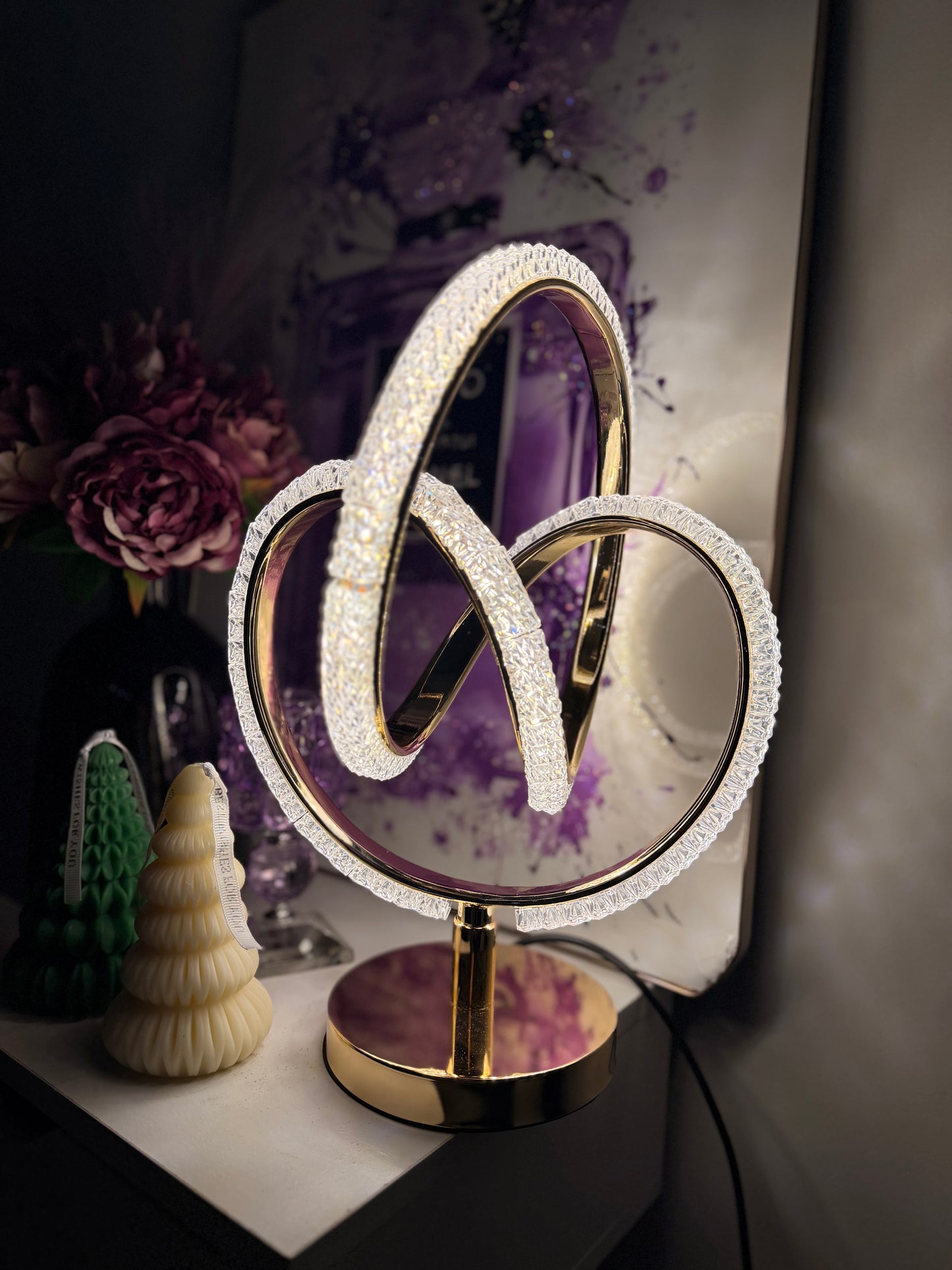 Golden Crystal Twist Lamp- 3 light modes