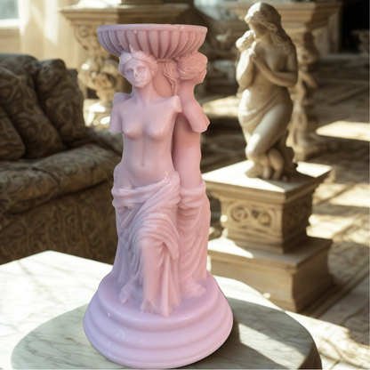 Goddess Trio Pillar Candle - Milky White & Pale Lilac