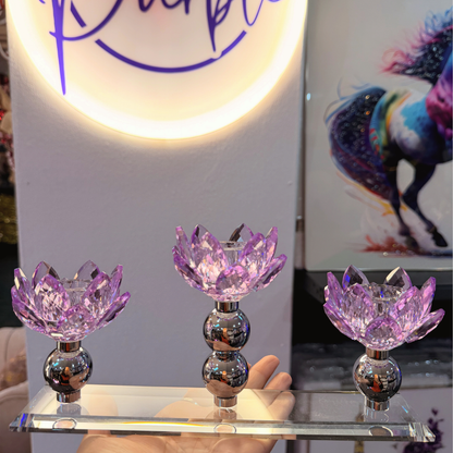 Crystal Lotus 3-Arm Candle Holder